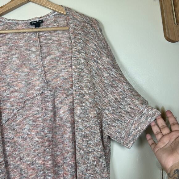 Torrid Space Dye Short Sleeve Cardigan Sweater Fall Size 2X - Picture 4 of 6